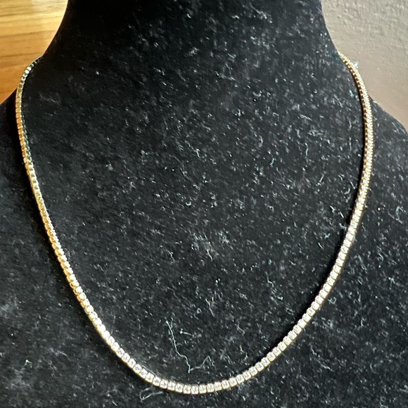 Tennis Sparkling Gold and Silver Necklace New - Picture 1 of 8